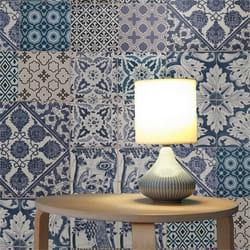 Papier Peint Carrelage M1-No.280 Bleu Crème Papier Peint Maison de Campagne