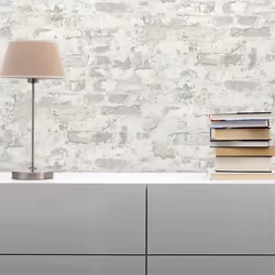 Papier Peint Pierre Fabio M1-No.293 Papier peint intissé Gris Blanc Pierre