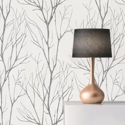 Papier Peint Forêt et Feuilles Aurora M1-No.326 Gris Blanc Papier Peint Forêt
