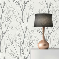 Papier Peint Forêt et Feuilles Aurora M1-No.326 Gris Blanc Papier Peint Forêt