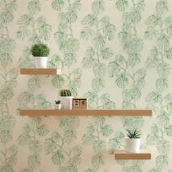 Papier Peint Jungle Salvatore M1-No.342 Papier peint intissé Vert Blanc Nature