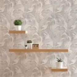Papier Peint Forêt et Feuilles M1-No.367 Gris Crème Papier Peint Jungle