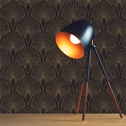 Papier Peint Graphique Domenico M1-No.431 Noir Or Papier Peint