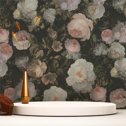 Papier Peint Roses M1-No.498 Rose Vert Papier peint à fleurs Vintage