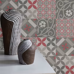 Papier Peint Carrelage Luca M1-No.523 Noir Rouge Maison de Campagne