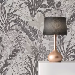 Papier Peint Jungle Aleix M1-No.610 Gris Blanc Papier peint à fleurs Nature