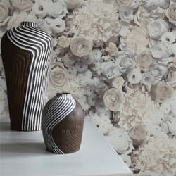 Papier Peint Fleurs M1-No.684 Papier peint intissé Gris Beige Maison Floral