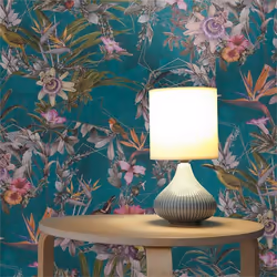Papier Peint Animaux M1-No.789 Papier peint intissé Bleu Vert Floraux Jungle