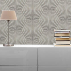 Papier Peint Graphique Carlo M1-No.814 Gris Argent 3D Géometrique
