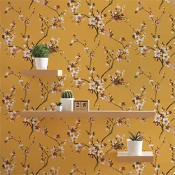 Papier Peint Fleurs M1-No.832 Papier peint intissé Jaune Orange Floraux Floral