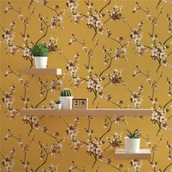 Papier Peint Fleurs M1-No.832 Papier peint intissé Jaune Orange Floraux Floral