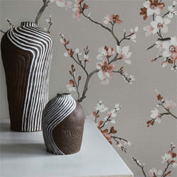 Papier Peint Fleurs M1-No.835 Papier peint intissé Gris Brun Floraux Floral