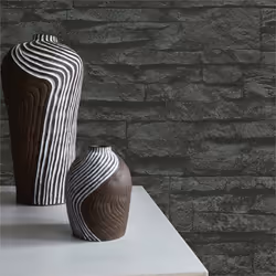Papier Peint Pierre Vicco M1-No.851 Papier peint intissé Gris Noir Pierre