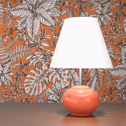 Papier Peint Arbres Feuilles M1-No.1355 Papier peint intissé Orange Blanc Floral