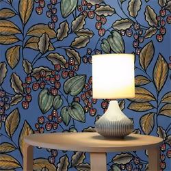 Papier Peint Fleurs M1-No.1446 Papier peint intissé Bleu Jaune Floral Nature
