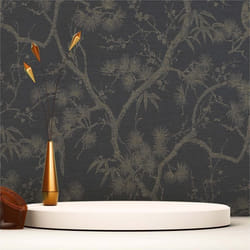 Papier Peint Fleurs M1-No.1604 Papier peint intissé Gris Bleu Nature Floral