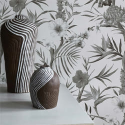 M1-No.1636 Papier peint intissé Noir Blanc Nature Floral