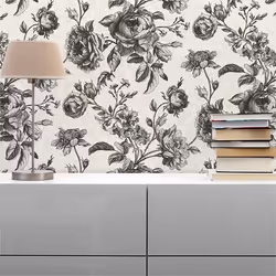 TADESSI papier peint fleurs Lenni M1-No.1839 papier peint intissé noir perle blanc floral naturel salon chambre cuisine