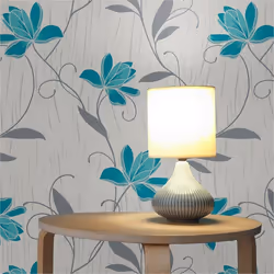 Papier Peint Fleurs Florentin M1-No.2154 Papier peint en papier Bleu Gris Floral
