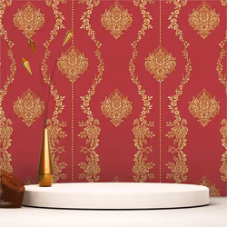 Papier Peint Baroque Alessia M1-No.2511 Rouge Jaune Ornement Classique Baroque