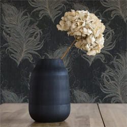 Papier Peint Boho Chic M1-No.3327 Noir Papier Peint Ethnique Plumes