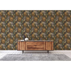 Papier Peint Fleurs M1-No.3454 Papier peint intissé Jaune Vert Floral Nature