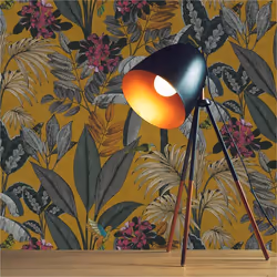 Papier Peint Feuilles Ginevra M1-No.3578 Jaune Nature Fleurs Floral