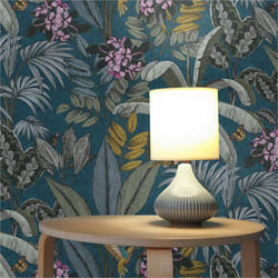 Papier Peint Feuilles Ginevra M1-No.3580 Bleu Nature Fleurs Floral