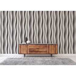 Papier Peint Rayures Darian M1-No.3686 Gris Papier Peint Vagues Blanc