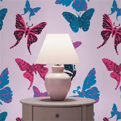 Papier Peint Animaux Gino M1-No.3711 Papier peint en papier Rose Bleu Papillon