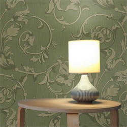 Papier Peint Fleurs M1-No.3797 Vert Baroque Vintage Nature Floral