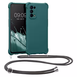 Kwmobile - 58584.78 - Coque Collier Compatible avec Oppo Find X3 Lite Coque - Coque Housse en Silicone avec Collier petrole