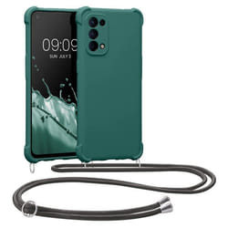 Kwmobile - 58584.78 - Coque Collier Compatible avec Oppo Find X3 Lite Coque - Coque Housse en Silicone avec Collier petrole