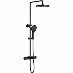 Système de douche thermostatique 8221 PRO Noir - douchette à main et tête de douche effet pluie Colonne de douche thermostati ...
