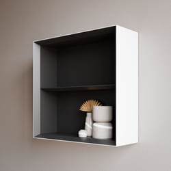 Etagère murale suspendue 48x18x48cm (LxPxH) Blanc mat 2 compartiments intérieur anthracite mat - arctic 480 - Bernstein