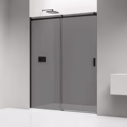 Paroi de douche NT806 FLEX noire avec porte coulissante - verre gris nano - charnière de porte gauche ou droite possible Douc ...