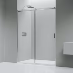 Cabine de douche NT806 FLEX chromée avec porte coulissante - verre transparent nano - charnière de porte gauche ou droite pos ...