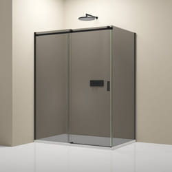 Paroi de douche d'angle Noire mat Verre fumé Cabine de douche intégrale étanche Parre douche porte coulissante - Toutes tailles dispo - NT806 flex
