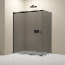 Bernstein - Paroi de douche d'angle Noire mat Verre fumé Cabine de douche intégrale étanche Parre douche porte coulissante - Toutes tailles dispo