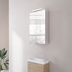 Bernstein - Armoire de toilette suspendue 40x19x72,5cm (LxPxH) , 1 porte verre mirroir, éclairage led et prise électrique - Ouverture gauche ou