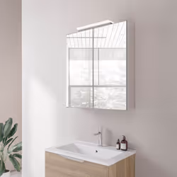 Prise pratique à l'intérieur de l'armoire Portes miroirs à l'intérieur et à l'extérieur pour une visibilité optimale de tous  ...
