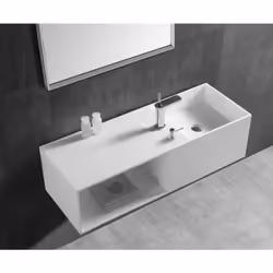Vasque murale TWG36 en fonte minérale - blanc - rangement à gauche - 110 x 40 x 30 cm Une salle de bain belle et fonctionnell ...