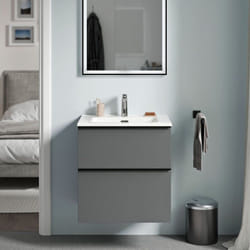 Bernstein - Meuble de salle de bain suspendu bois laqué, meuble vasque 2 tiroirs soft-close - Garantie 5 ans - 64x61x47cm - lavoa -Matt anthracite