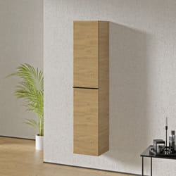 BERNSTEIN - Armoire suspendue en bois laqué, Colonne de rangement salle de bain porte soft-close - Garantie 5 ans- 35x170x35cm - LAVOA - Noir mat,