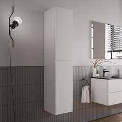 Bernstein - Colonne de salle de bain suspendue 35x35x170cm (LxPxH) Blanc mat 2 portes ouverture gauche ou droite - ava Blanc mat