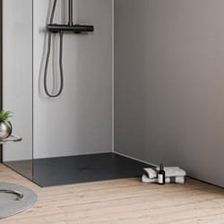 Receveur de douche extra-plat en fonte minérale - Anthracite mat - vireo - 80x80cm - Bernstein