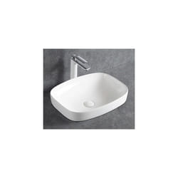 Bernstein - Vasque / Lavabo à poser rectangulaire Céramique 50x34x14cm Blanc brillant + Bonde pop-up chromée - KW8083 Avec couvercle chromé