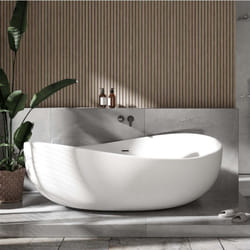 BERNSTEIN - Baignoire îlot Acrylique ovale design 180x110x62cm Blanc mat + Bonde et trop plein - WAVE Blanc mat