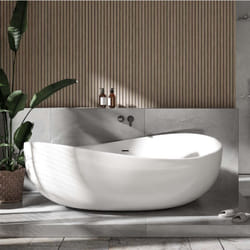 Baignoire îlot Acrylique ovale design 180x110x62cm Blanc brillant + Bonde et trop plein - wave Blanc brillant - Bernstein