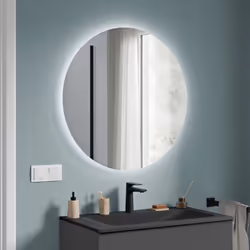 Miroir lumineux LED NEO rond avec éclairage indirect - Détecteur de mouvement avec fonction de gradation - Taille au choix Dé ...